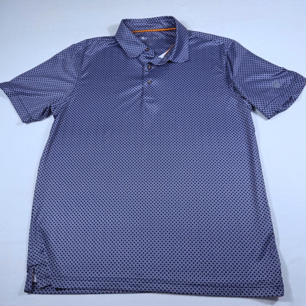 Maelreg Performance Polo Small Navy Geometric Print Short Sleeve Golf Shirt